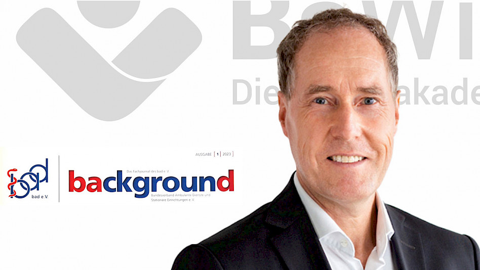 BaWiG - Titelbild des Fachjournals "background" von der Ausgabe 01/2023 mit unserem Prof. Dr. Schlottler